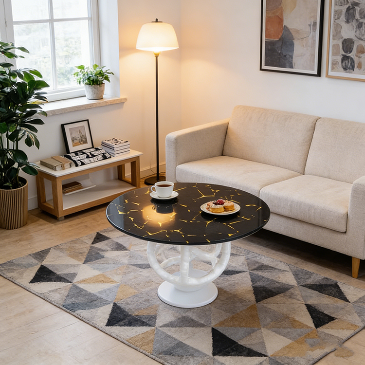 YDSTONE High-quality Natural Marble Athens Black Gold Plate Polished Marble Dining Table