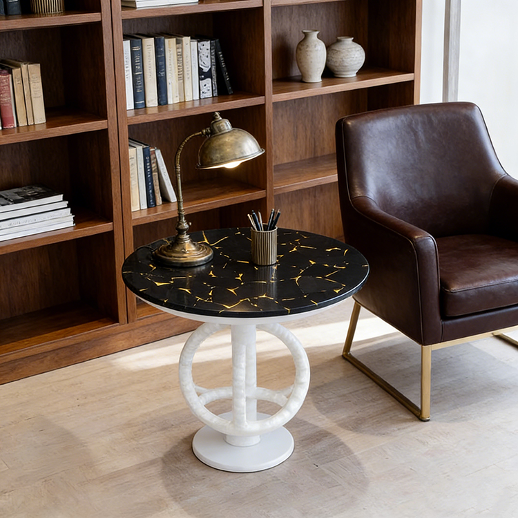 YDSTONE High-quality Natural Marble Athens Black Gold Plate Polished Marble Dining Table