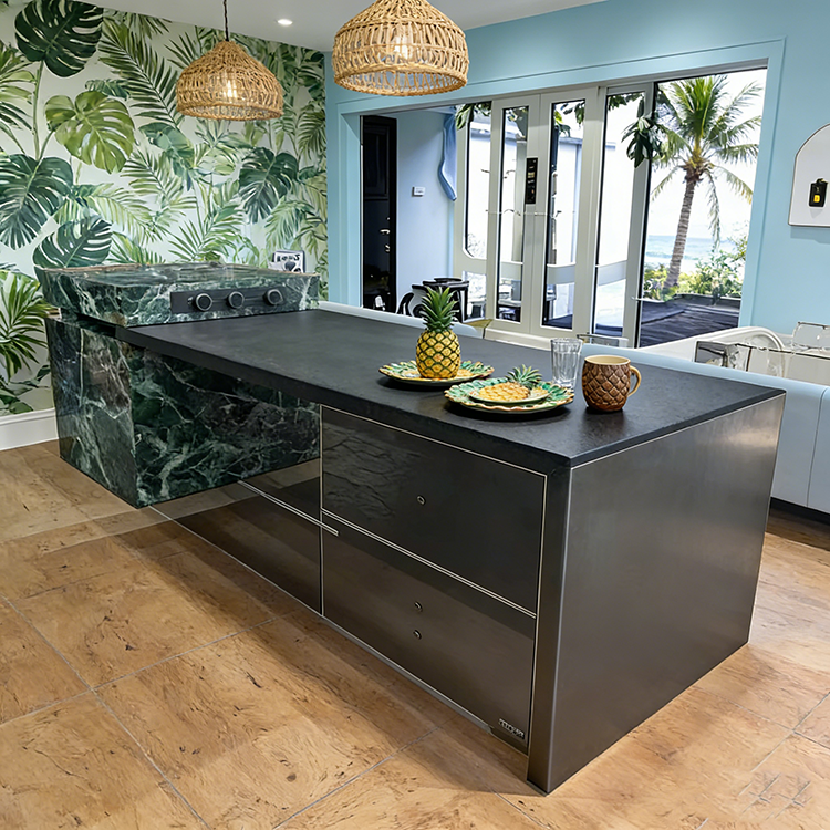 YDSTONE Modern Luxurious Black Veneered Granite Island for Restaurants Bathrooms Vanities Dining Living Room Marble Countertop