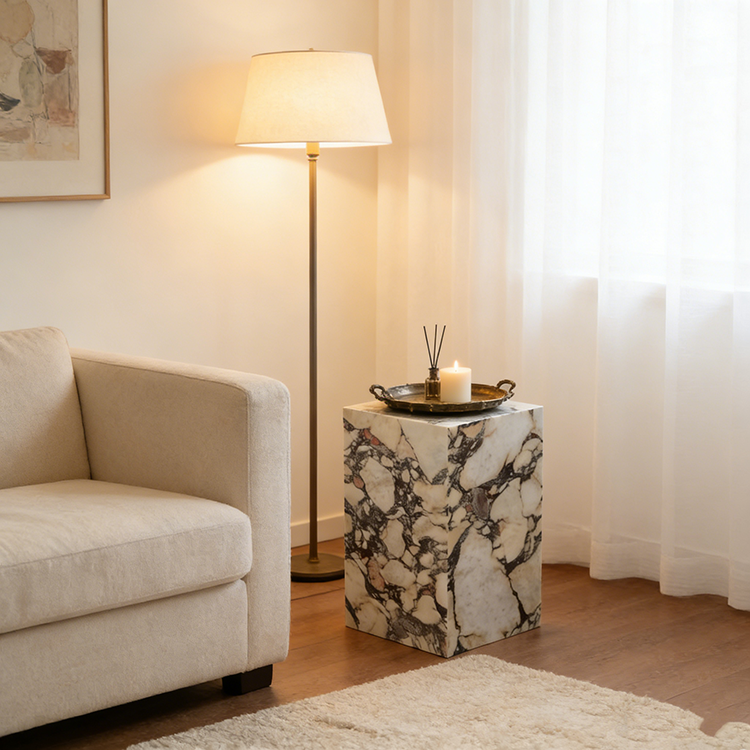 2025 Luxury Italian Calacatta Viola Marble Modern Design Polished Surface Villa Vanity Side Table 1 Year Warranty