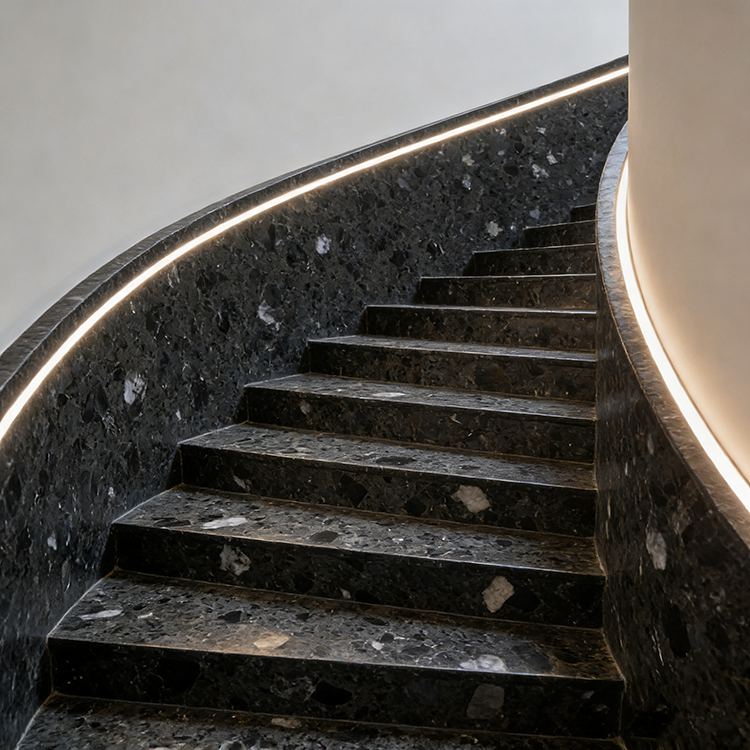 YDSTONE Modern Hangzhou Grey Artificial Marble Tiles Cut-to-Size for Villa Exterior Staircase Wall Indoor Floor Bathroom