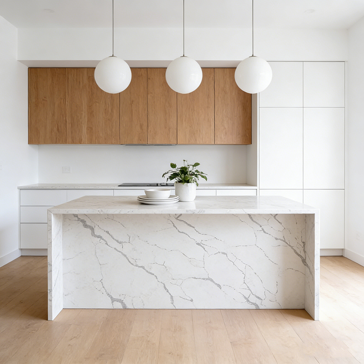 YDSTONE Modern Design Artificial Quartz Countertops Calacatta Polished Surface Engineered Quartz Slabs for Dining Application