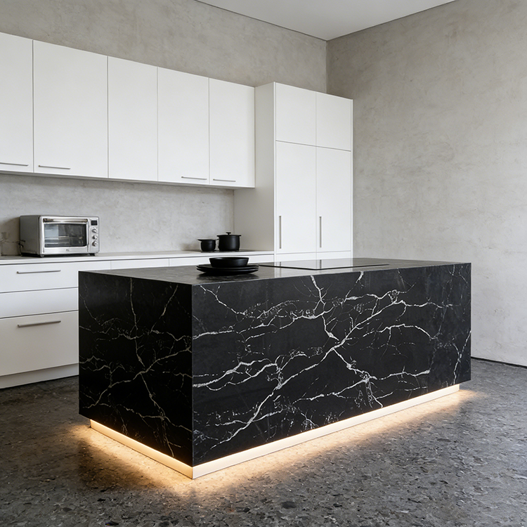 Quartz Calacatta Black Polished Surface Artificial Slab Stone Quartz Countertops Stone Engineered Quartz Slabs