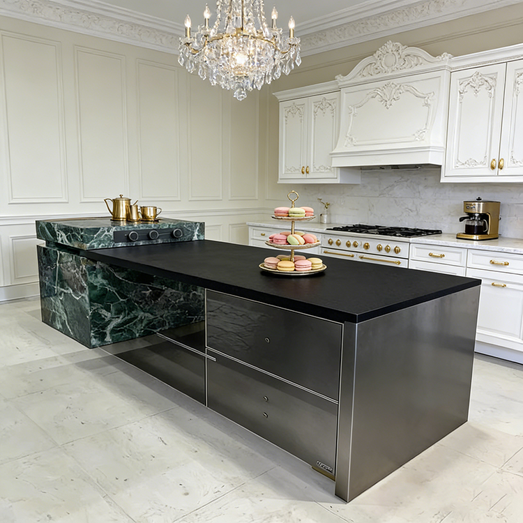 YDSTONE Modern Luxurious Black Veneered Granite Island for Restaurants Bathrooms Vanities Dining Living Room Marble Countertop
