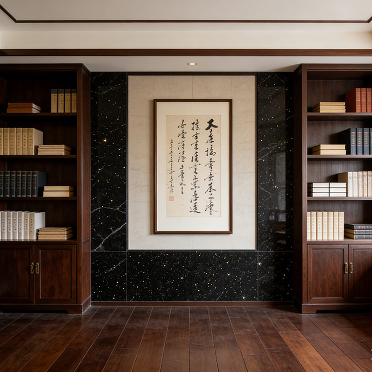 YDSTONE Cut-to-Size Black Galaxy Artificial Marble Tiles Villa Exterior Staircase Wall Outdoor Bedroom Hotel Floor Bathroom Mall