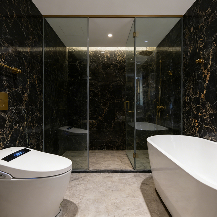 YDSTONE Black Portoro Marble Tiles Cut-to-Size for Indoor Decoration Balcony Waterstone Floor Tiles for Exterior