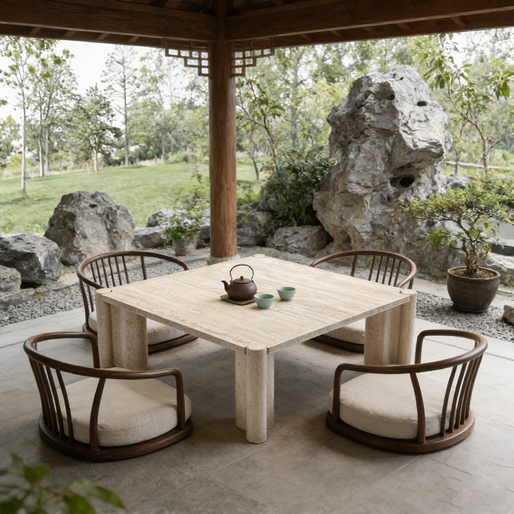 YDSTONE Luxurious Italian Travertine Coffee Table, Suitable for Apartments or Living Rooms.