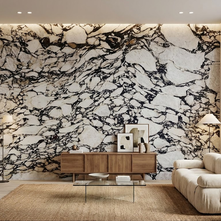 2025 Luxury Italian Calacatta Viola Marble Modern Design Polished Surface Villa Wall Panel