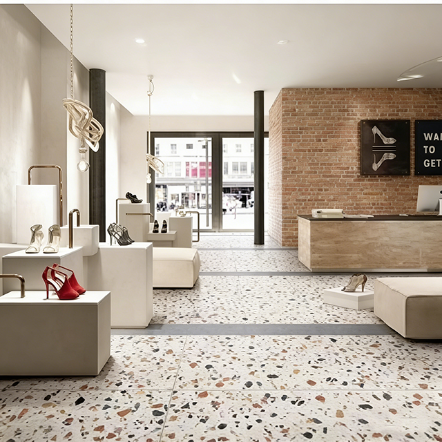 The floor is made of terrazzo---A cost-effective choice