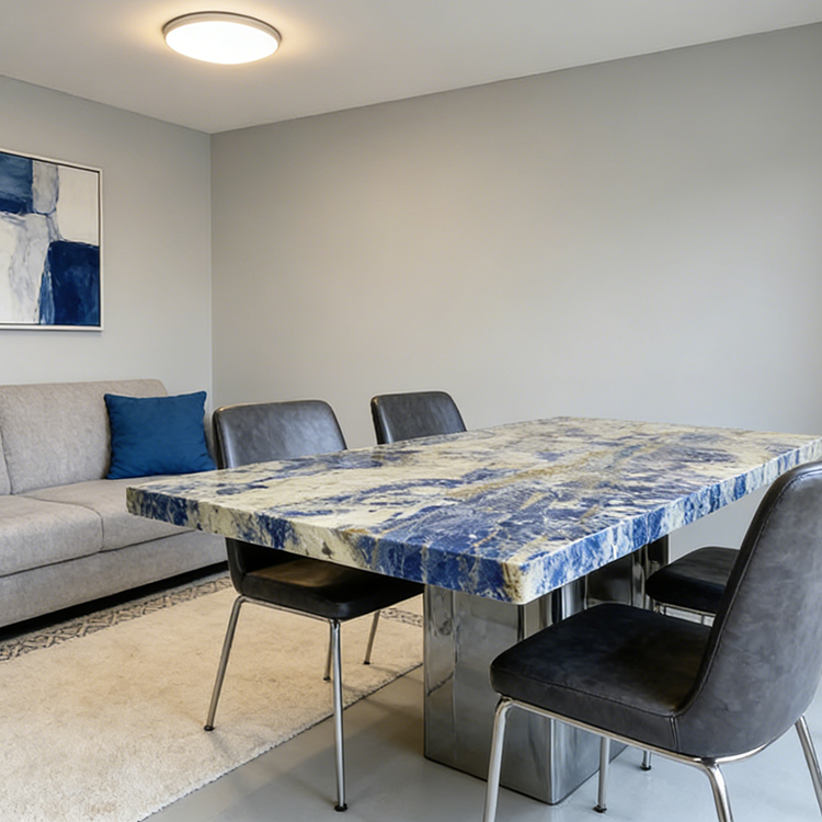 Modern Design Blue Coffee Table Luxury Bolivia Blue Granite Dining Tables for Home