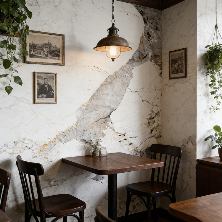 YDSTON EItalian Polished Granite Rectangular Dining Table and Chair Set, Modern Luxurious Home Furniture