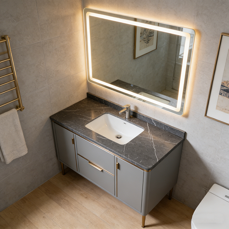 YUANDA Calacatta Stone Tiles Engineered Large Slab Black Sintered Stone Slab Bathroom Vanity Tops