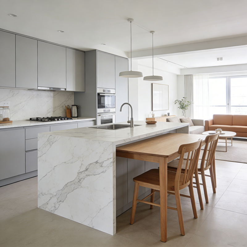 YDSTONE High Quality Calacatta Grey Color Short Vein Artificial Quartz Stone Slab for Wholesales