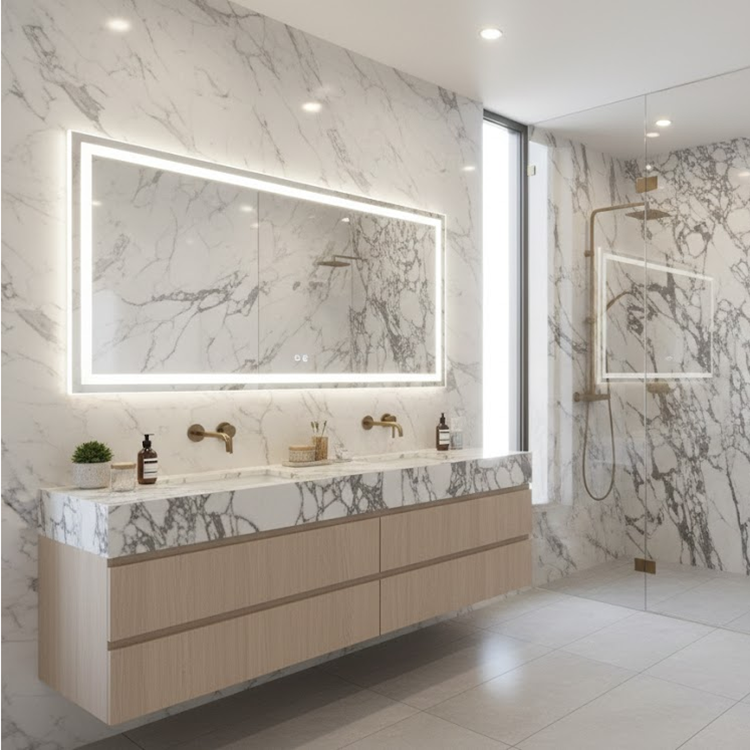 ydstone modern design artificial quartz calacatta polished surface engineered slabs for bathroom vanity tops-7