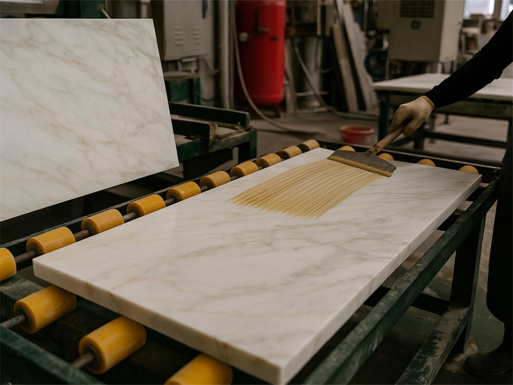 Front surface adhesive application
