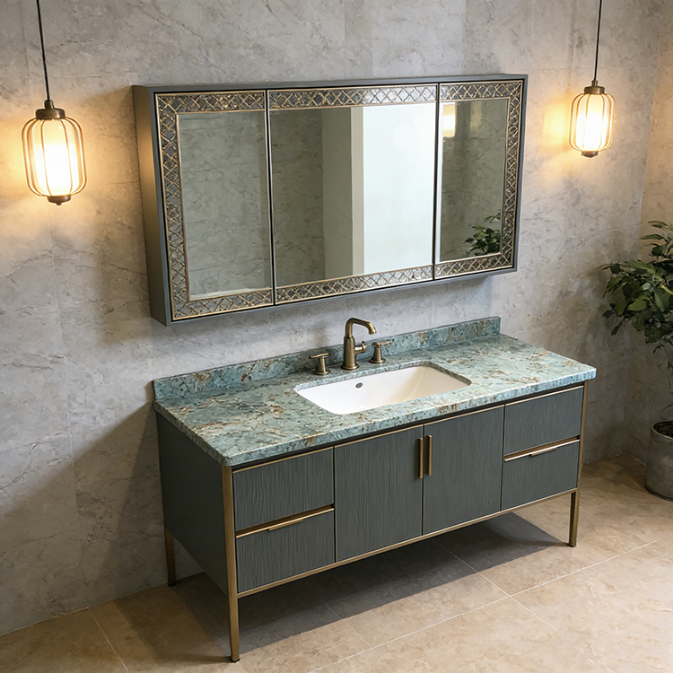 YDSTONE Backlit Translucent TANZANITE GREEN Turquoise Granite Natural Stone Green Granite for Bathroom Vanitytop