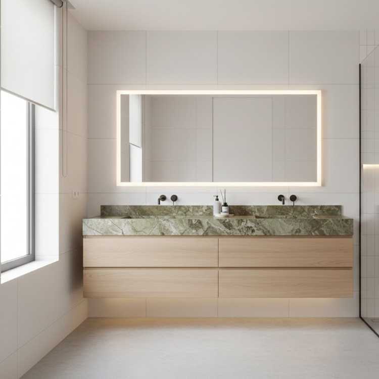 China Supplier's Modern Green Rainforest Brown Marble Slab Polished Surface 1-Year Warranty for Villa Bathroom Vanitytops