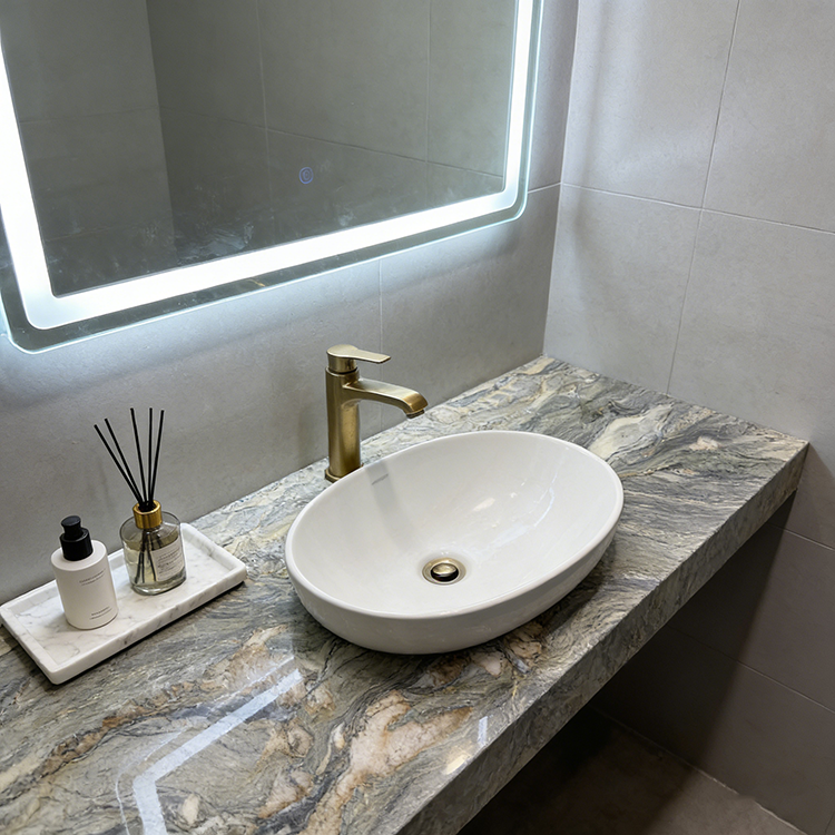 YDSTONE Hot Selling Brazilian Natural Stone Slabs Aquarella Green Quartzite Slab Bathroom Vanitytops