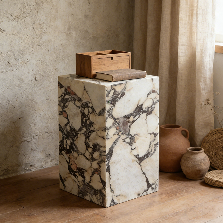 2025 Luxury Italian Calacatta Viola Marble Modern Design Polished Surface Villa Vanity Side Table 1 Year Warranty