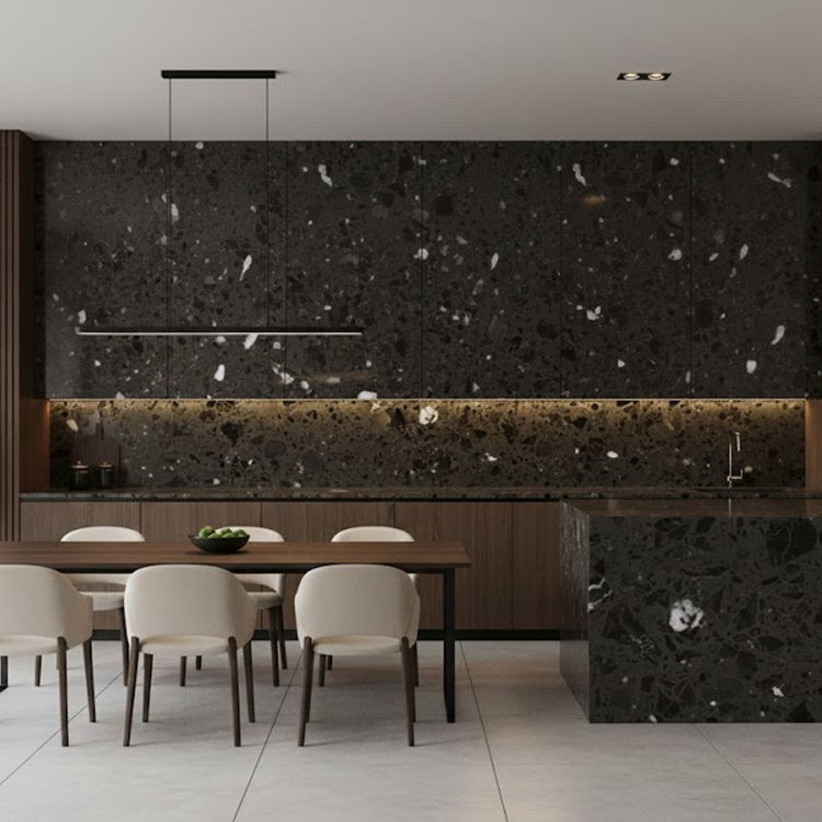 YDSTONE Modern Hangzhou Grey Artificial Marble Tiles Cut-to-Size for Villa Exterior Staircase Wall Indoor Floor Bathroom