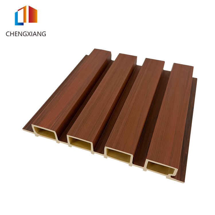 Co Extrusion Exterior Wpc Wall Panel Fluted Design For Outdoor 221mm*26mm