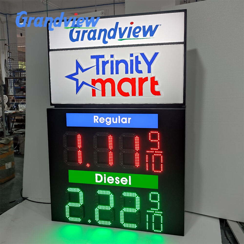 placa de Preço LED de 18 Polegadas REGULAR Verde 5 Dígitos 7 Segmentos para Posto de Gasolina