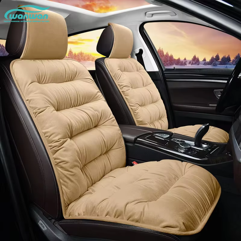 Cross-Border Five-Seat Universal Thickened Warm Seat Cushion Winter Three-Piece Set Front Short Plush Fleece-Lined Car Cushion