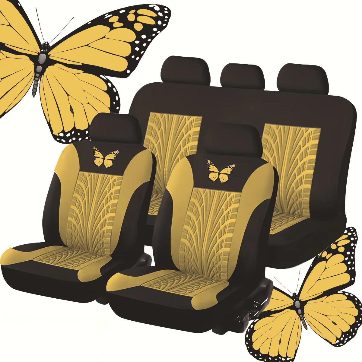 Five-seater 9-Piece Universal Seat Cover Set Exquisite Comfortable Butterfly Indentation Process Design Leather for Foreign