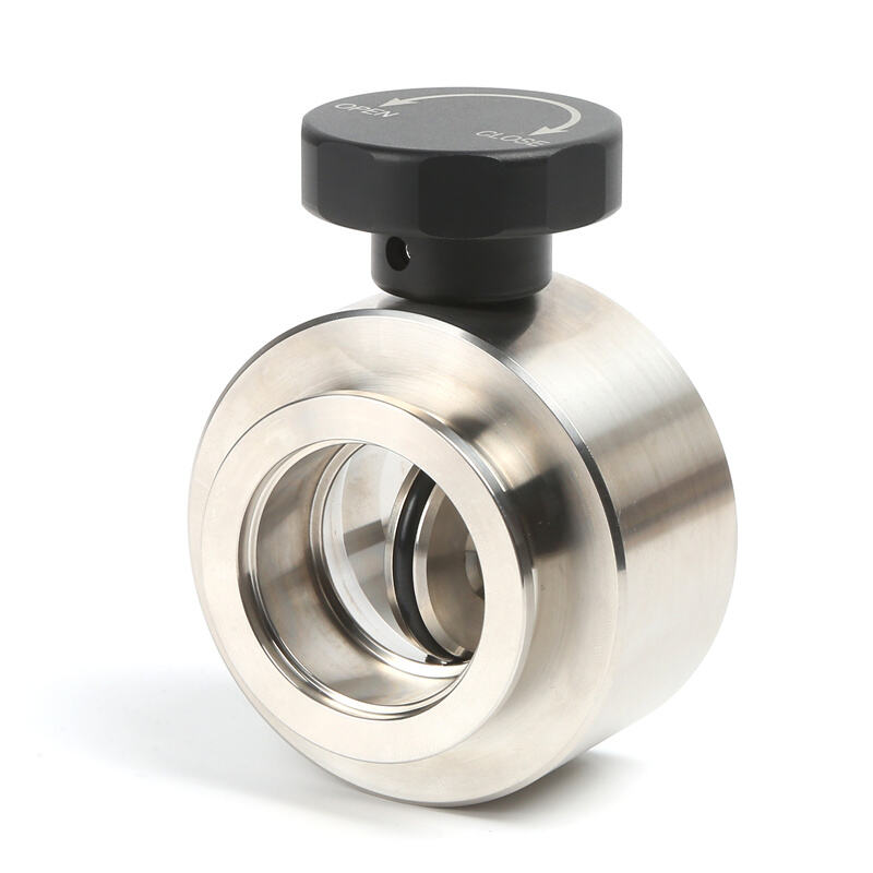 VBK01 KF Butterfly Valve with Handwheel KF25/KF40/KF50 Vacuum Swivel Valve Plate with FKM Seal SS304/SS316L Stainless Steel Flow By Adjusting NW25/NW40/NW50