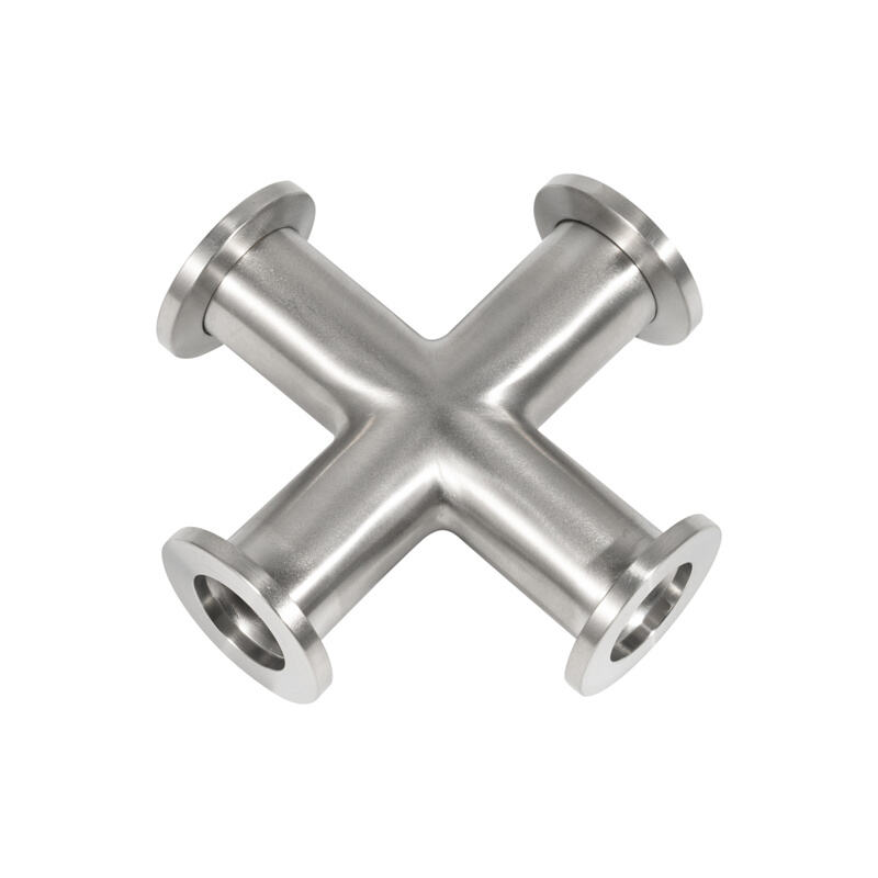 FXK KF Equal Cross 4-Way Adaptor Semiconductor Vacuum Fitting Stainless Steel SS304/SS316L Flange