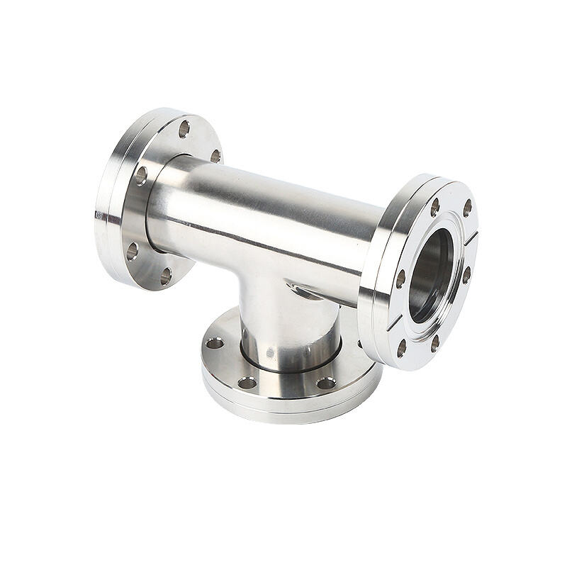 FTG01 SS304 SS316L Stainless Steel  CF Three Way Equal Tee Rotatable CF16-CF100 High Vacuum Thru Holes 3/4