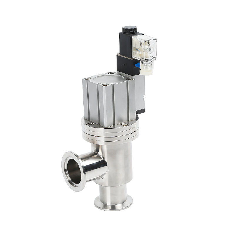 VZL01 KF Vacuum Pneumatic L Type Angle Valve with Weld/Forming Bellow NC Fitting NW16-NW50 Sealed Flapper SS304 SS316L Stainless Steel KF16-KF50