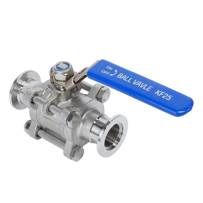 VFK01 KF 3-Pieces Ball Valve KF/NW Vacuum Ball Valves SS304 SS316L Both Sides Flange KF16-KF50 Semiconductor Manual 2 Way Straight Pneumatic Valve NW16-NW50