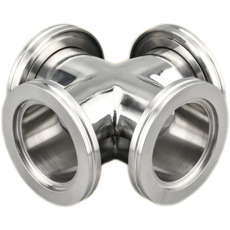FXS02 ISO-K Cross Vacuum ISO-K Cross SS304 SS316L Stainless Steel ISO63-ISO160 Flange Clamp High Quality Vacuum Four-way Cross Fitting NW63-160