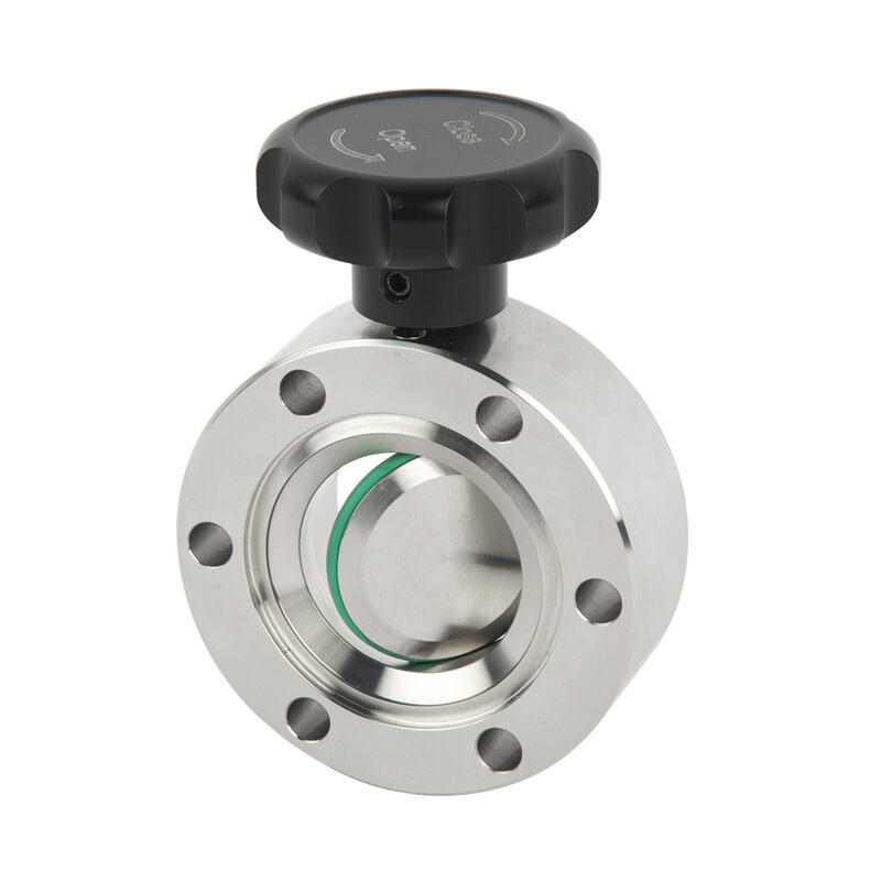 VBK03 CF35 High Vacuum SS316L SS304 Stainless Steel Butterfly Valve Manually Operated Swivel Valve Plate With FKM Seal High Quality Vacuum Butterfly Valve