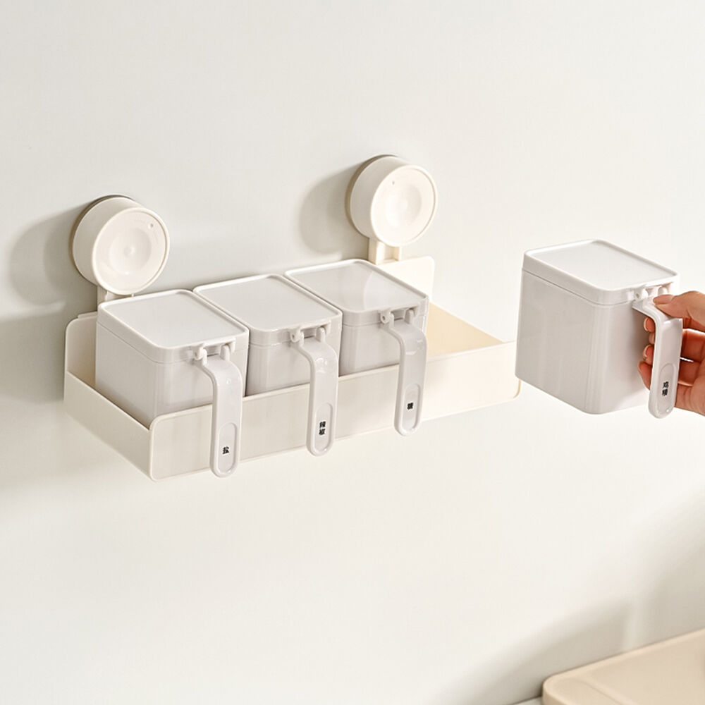 Wall-Mounted Suction Cup Seasoning Jar Set