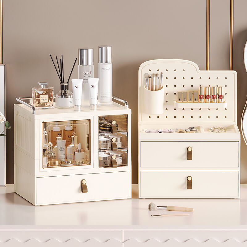 Cream-Style Multifunctional Vanity Makeup Storage Box
