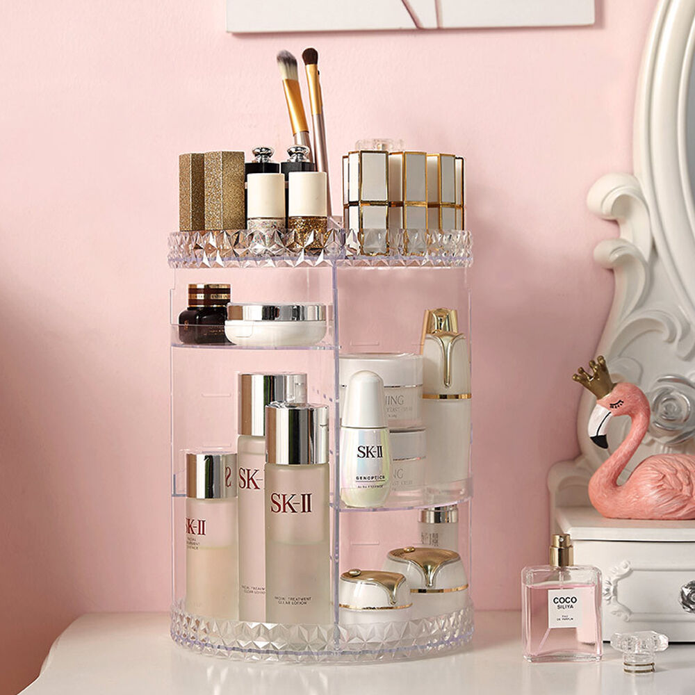 360° Rotating Transparent Cosmetic Organizer