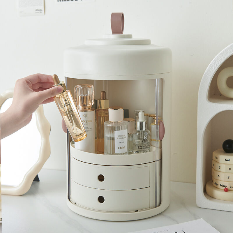 回転式引き出しタイプのスキンケア製品ラック