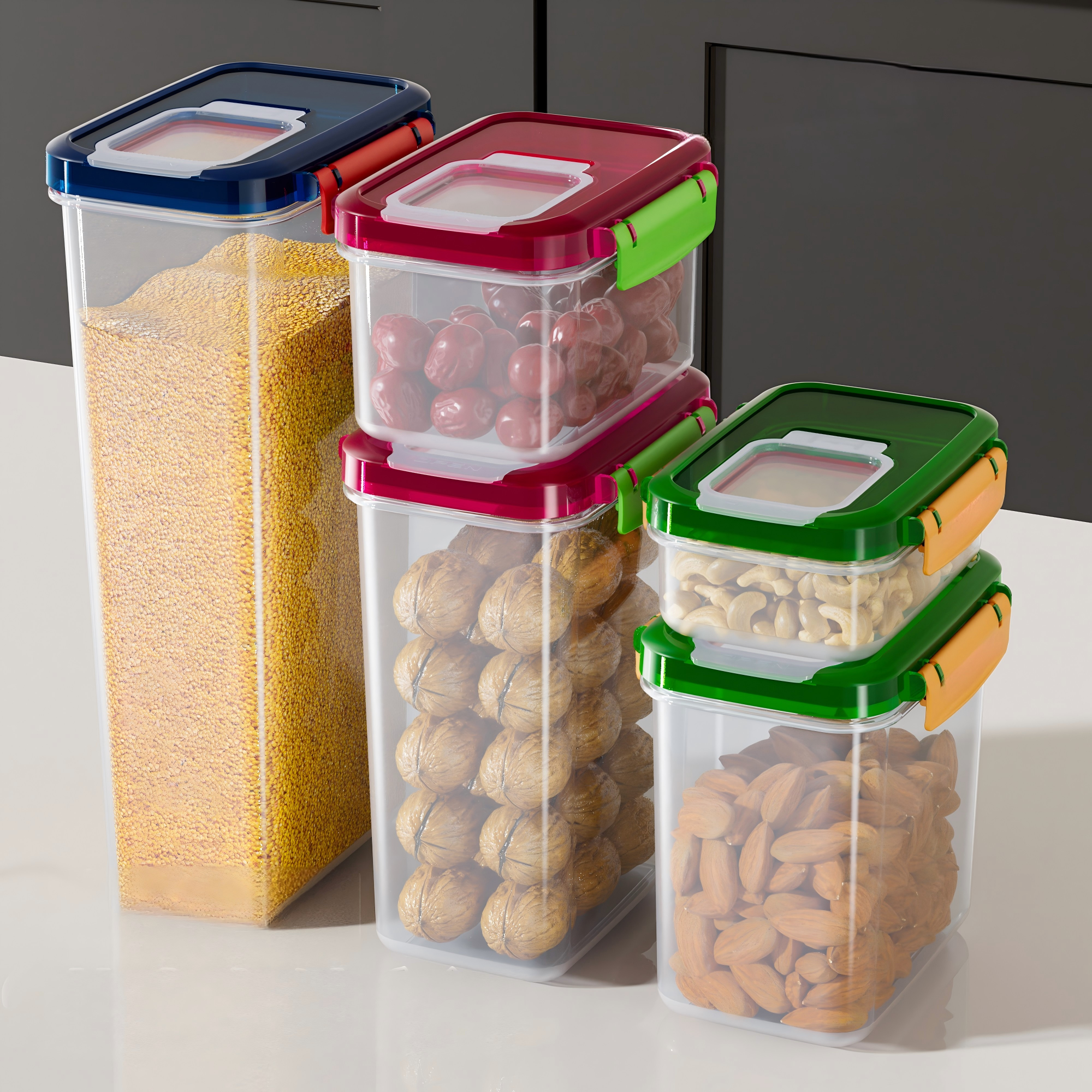 Stackable Airtight Grain & Nut Storage Jars