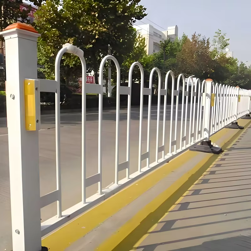 Steel Pipe Road Guardrail, 80x80mm Square Post with 16mm Round Steel, Hot-Dip Galvanized for Long-Term Outdoor Use factory