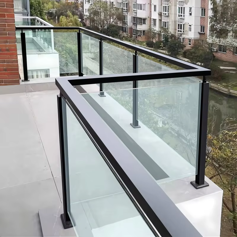 Aluminum Alloy, Glass Antique Style Outdoor Balcony Railings Curved Design with Scroll Details for Villa Fence