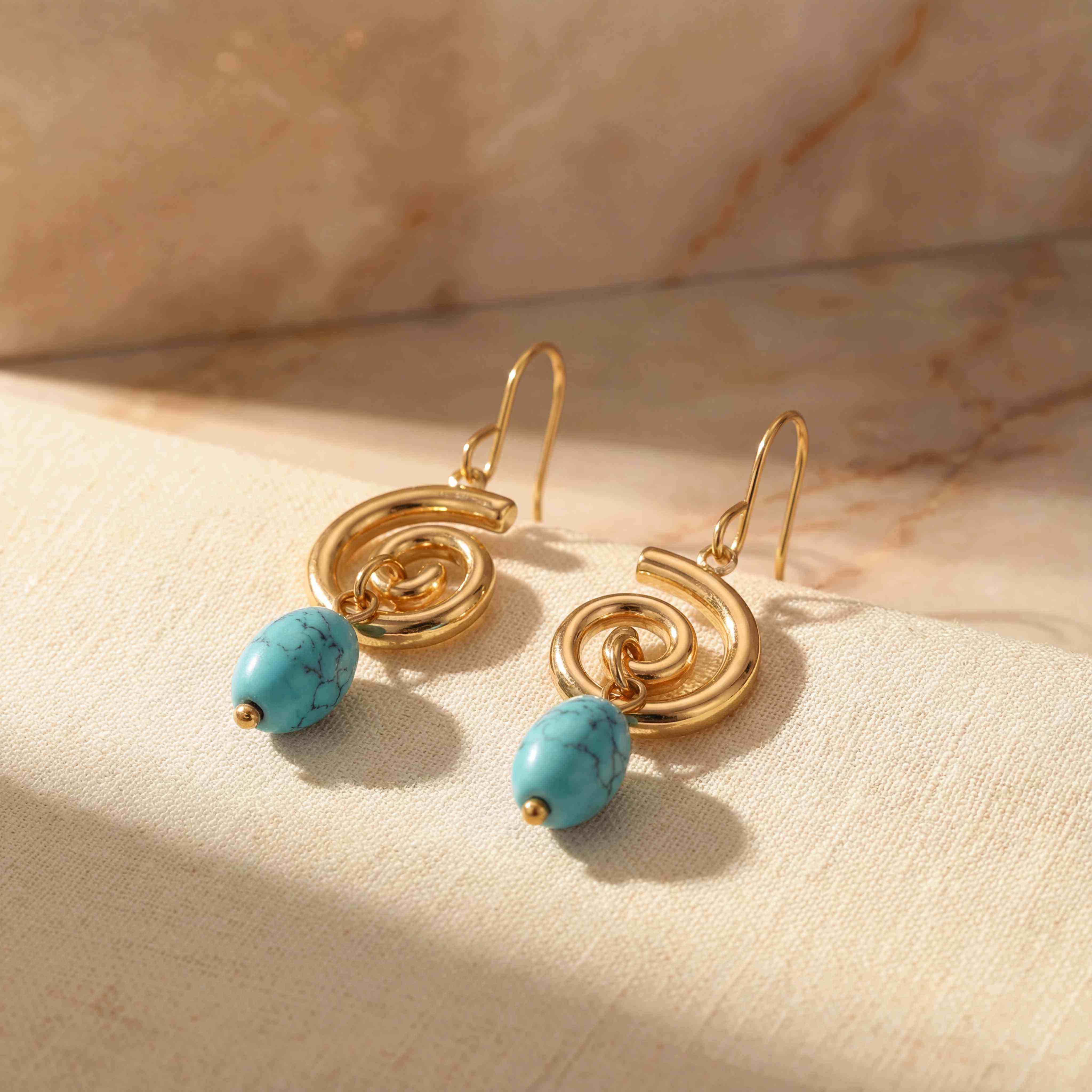 marrinu Stainless Steel Geometric Spiral Turquoise Earrings BXG-02