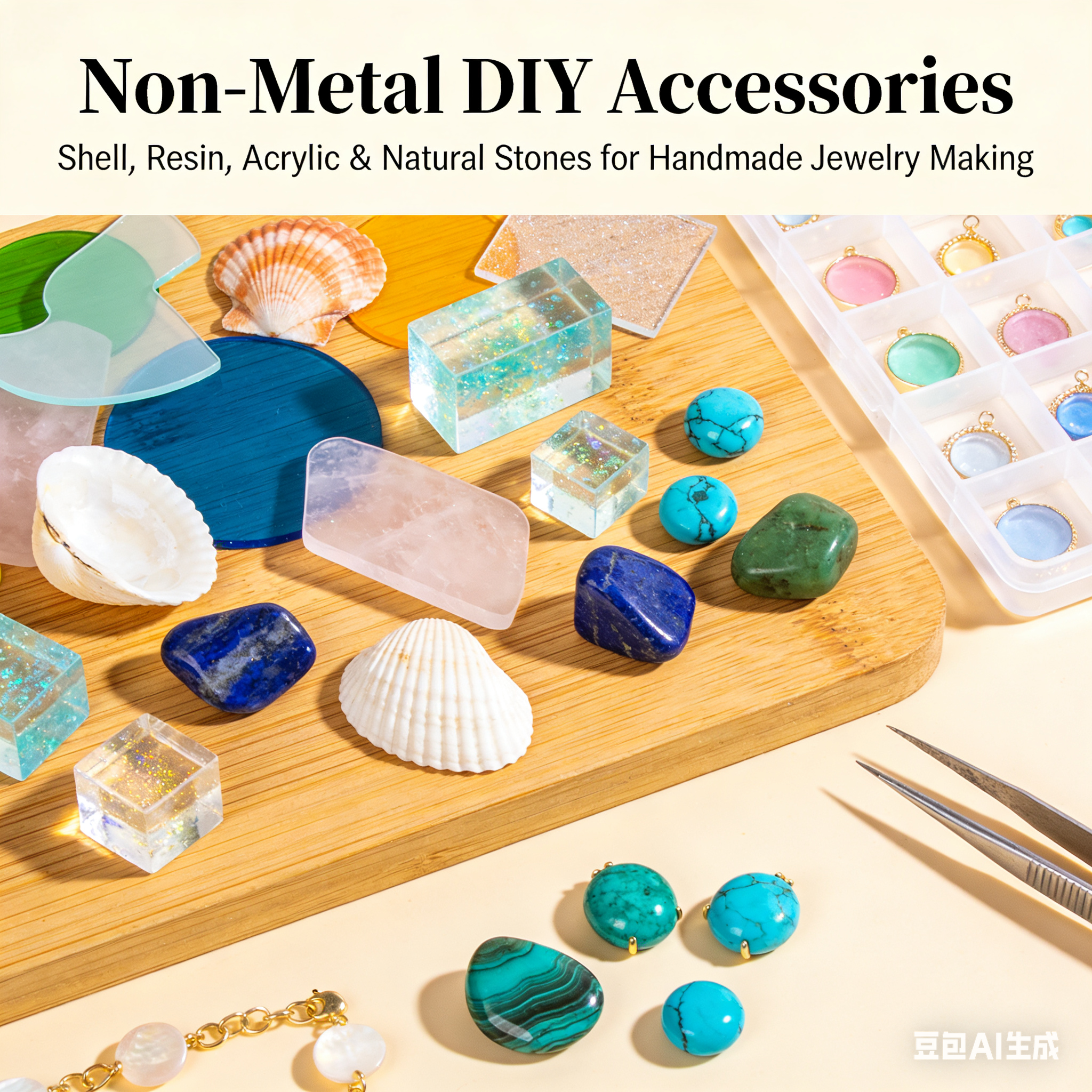 อุปกรณ์เสริมสำหรับงาน DIY ที่ไม่ใช่โลหะ: คู่มือการใช้เปลือกหอย เรซิน อะคริลิก และหินธรรมชาติ
