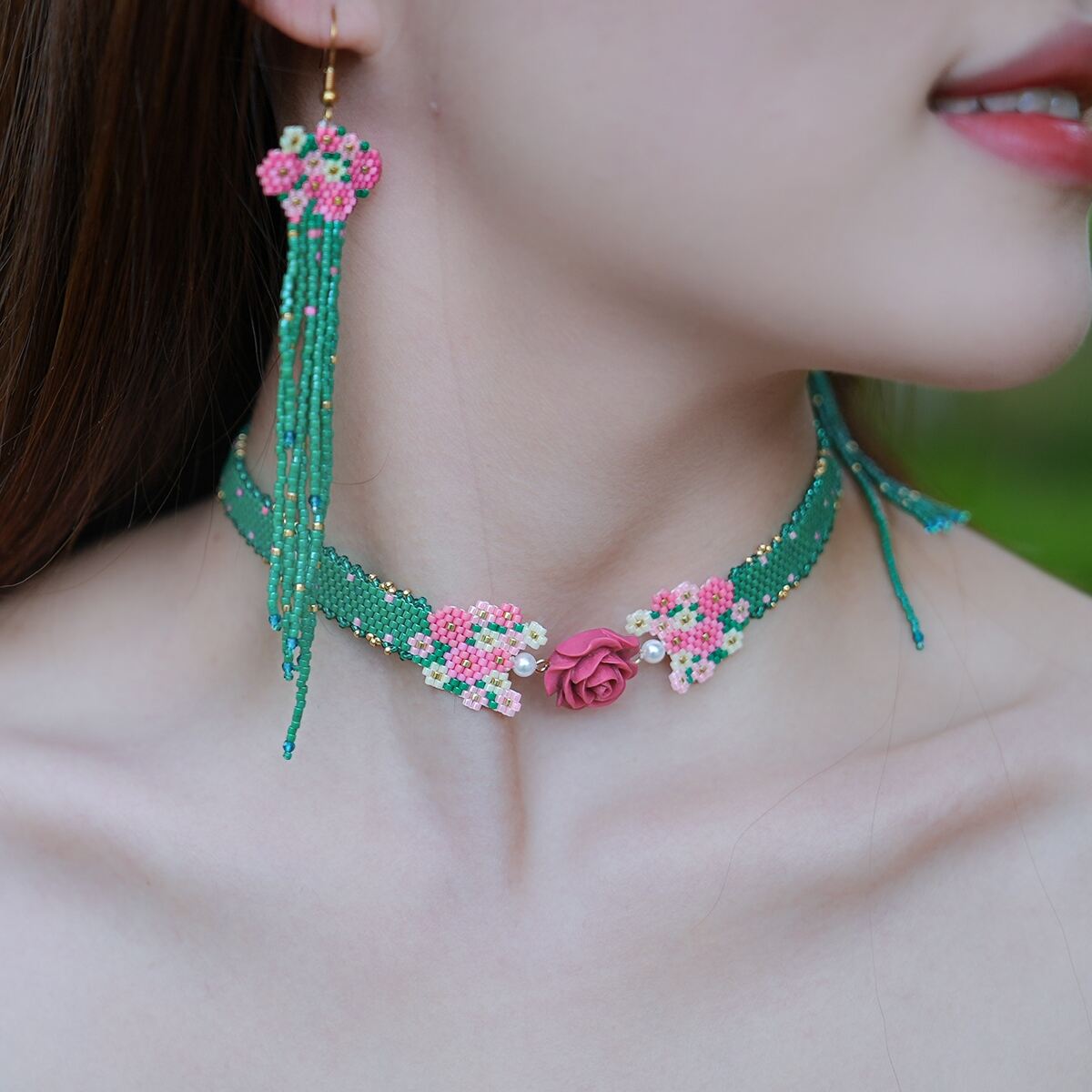 Marrinu Floral MIYUKI Beaded Tassel Earrings for Women