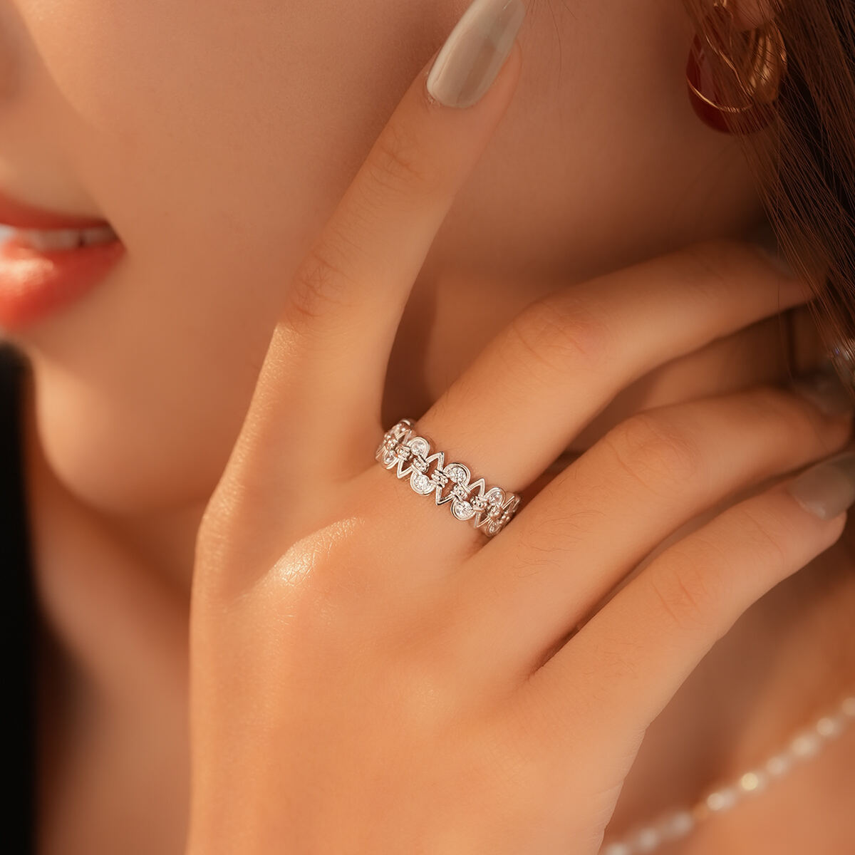 Marrinu 925 Silver Minimalist Zircon Open Ring (Item No.: BXRAG003)