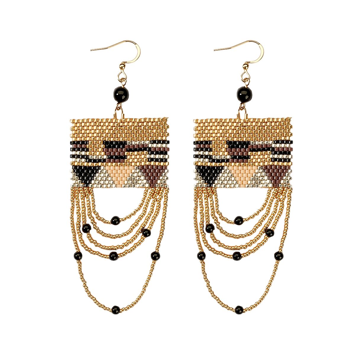 Marrinu MIYUKI Bead Leopard Print Drop Earrings