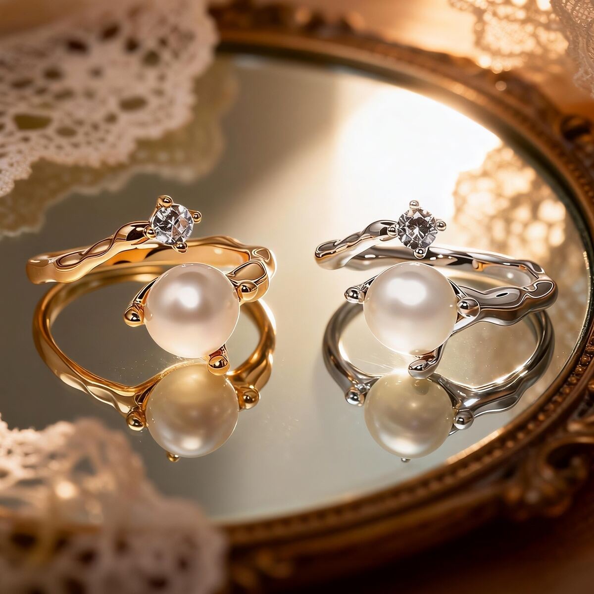 Marrinu 925 Silver Pearl & CZ Open Ring (SKU: BXRAG005)