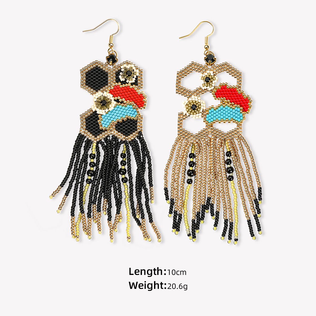 Ręcznie robione kolczyki z koralików Miyuki w stylu kwiatowym z frędzlami, kolorowe, ekstrawaganckie kolczyki zwisające w stylu boho dla kobiet, etniczne biżuteria w stylu boho jako prezent, Yiwu Lancui, Marrinu, możliwość niestandardowego projektowania, MZ-007-01