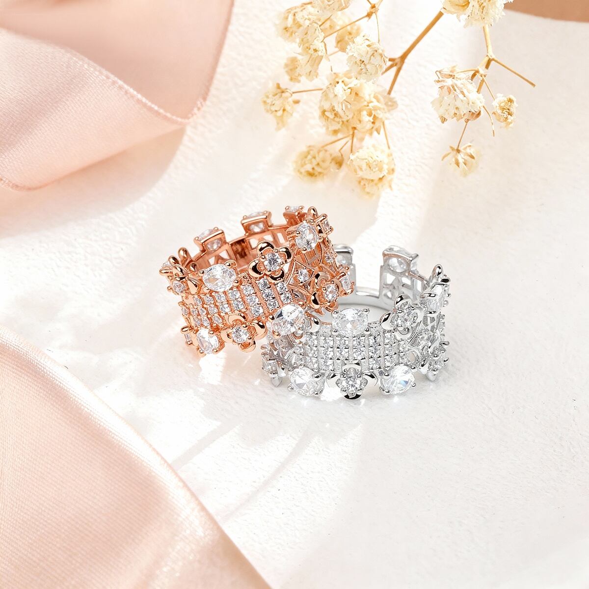 Marrinu 925 Silver Shining Zircon adjustable Ring